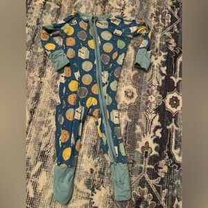 Little sleepies, milk and cookie blue convertible, one piece 3 to 6 month